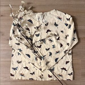 Joie Cream Knit Top with Subtle Print